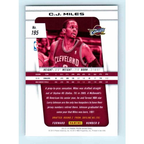 2013-14 Panini Prizm Base #195 C.J. Miles