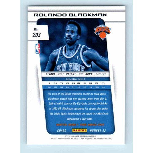 2013-14 Panini Prizm Base #203 Rolando Blackman