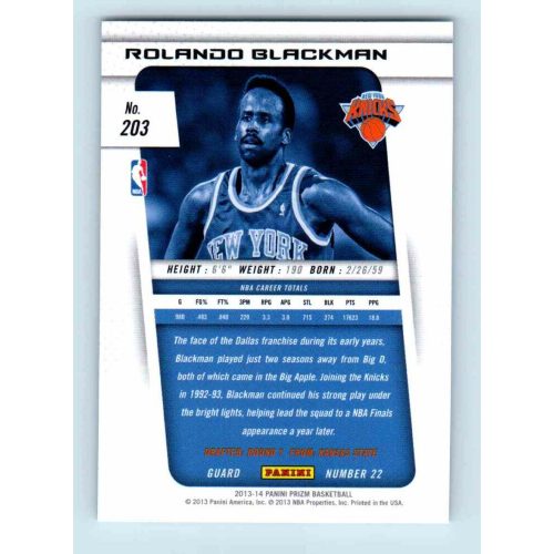 2013-14 Panini Prizm Base #203 Rolando Blackman