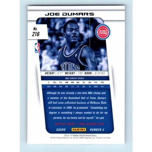 2013-14 Panini Prizm Base #216 Joe Dummars