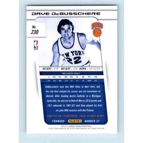 2013-14 Panini Prizm Base #230 Dave DeBusschere