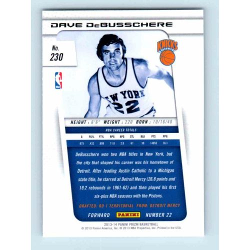 2013-14 Panini Prizm Base #230 Dave DeBusschere