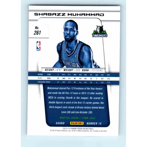 2013-14 Panini Prizm Base #261 Shabazz Muhammad RC