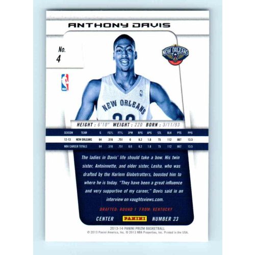 2013-14 Panini Prizm Base #4 Anthony Davis