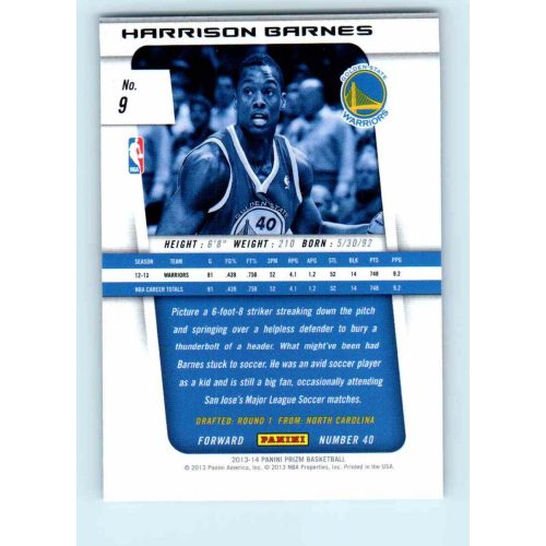 2013-14 Panini Prizm Base #9 Harrison Barnes