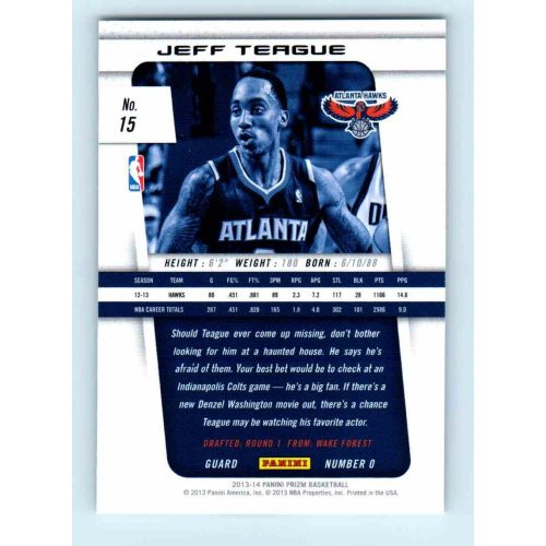 2013-14 Panini Prizm Base #15 Jeff Teague