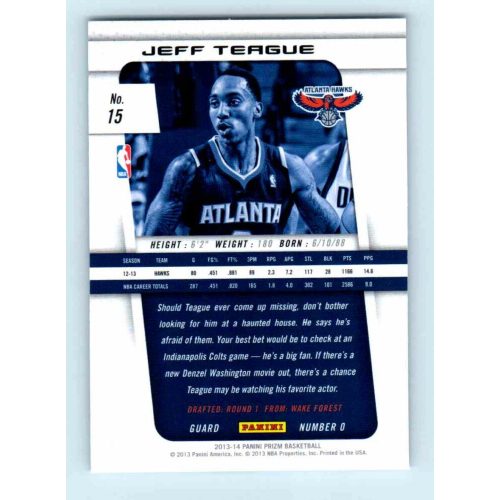 2013-14 Panini Prizm Base #15 Jeff Teague