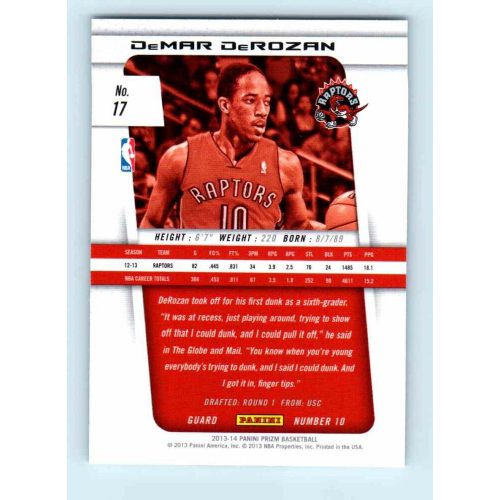 2013-14 Panini Prizm Base #17 DeMar DeRozan