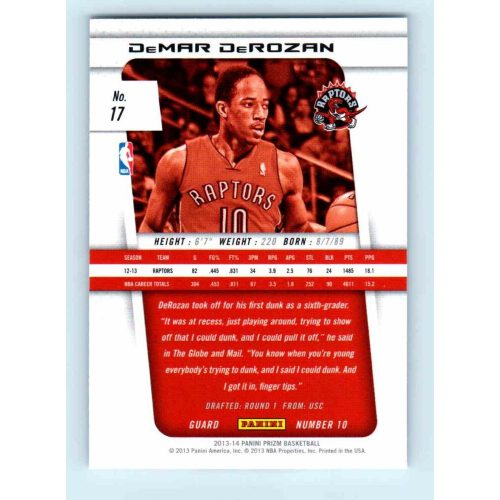 2013-14 Panini Prizm Base #17 DeMar DeRozan