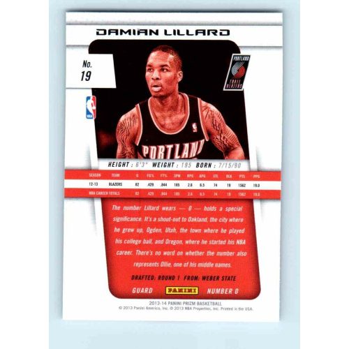 2013-14 Panini Prizm Base #19 Damian Lillard