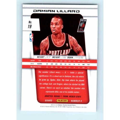 2013-14 Panini Prizm Base #19 Damian Lillard