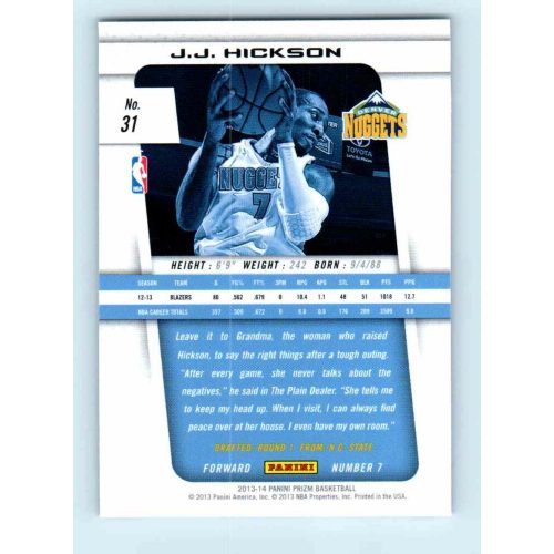 2013-14 Panini Prizm Base #31 J.J. Hickson