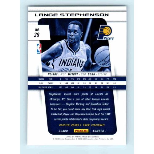 2013-14 Panini Prizm Base #29 Lance Stephenson