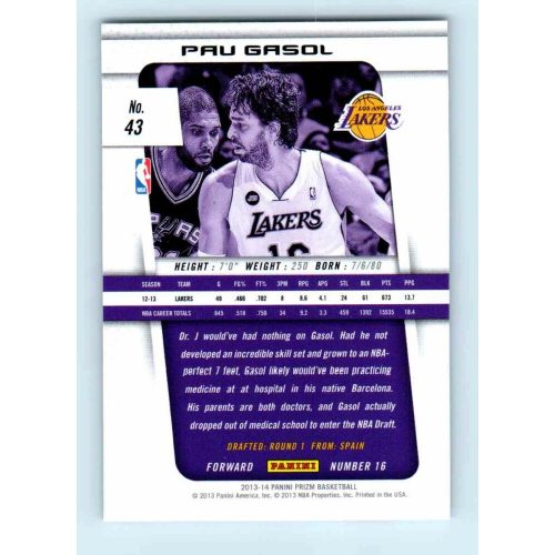 2013-14 Panini Prizm Base #43 Pau Gasol