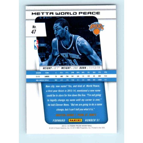 2013-14 Panini Prizm Base #47 Metta World Peace