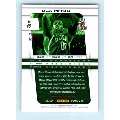 2013-14 Panini Prizm Base #45 O.J. Mayo