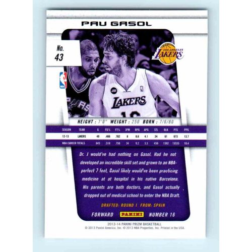 2013-14 Panini Prizm Base #43 Pau Gasol