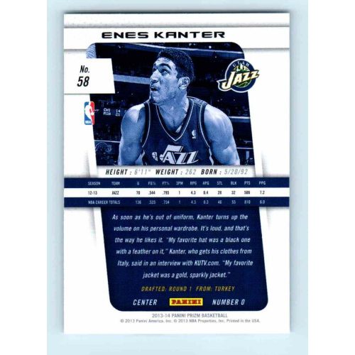 2013-14 Panini Prizm Base #58 Enes Kanter