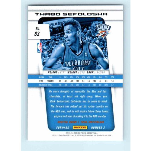 2013-14 Panini Prizm Base #63 Thabo Sefolosha