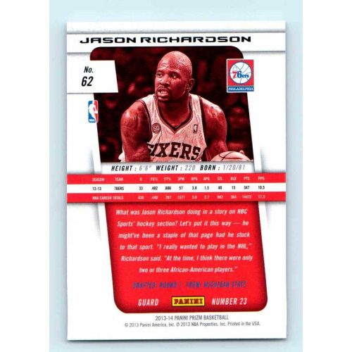 2013-14 Panini Prizm Base #62 Jason Richardson