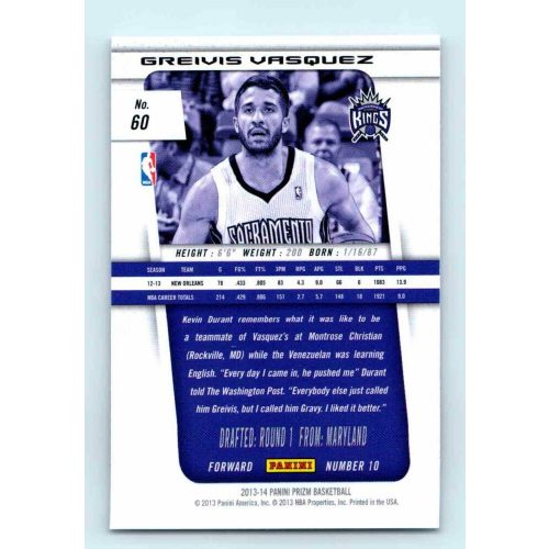 2013-14 Panini Prizm Base #60 Greivis Vasquez