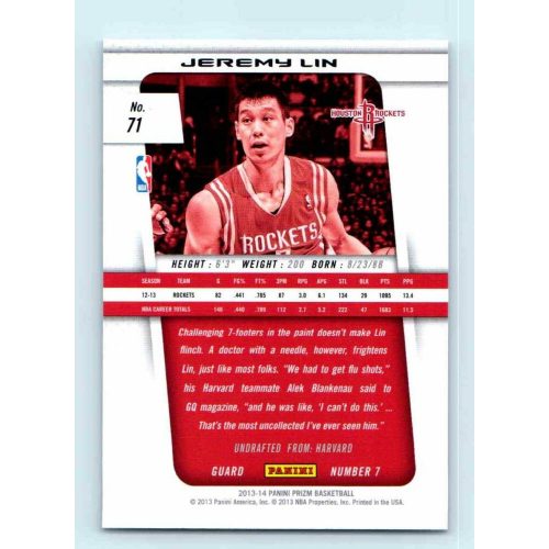 2013-14 Panini Prizm Base #71 Jeremy Lin