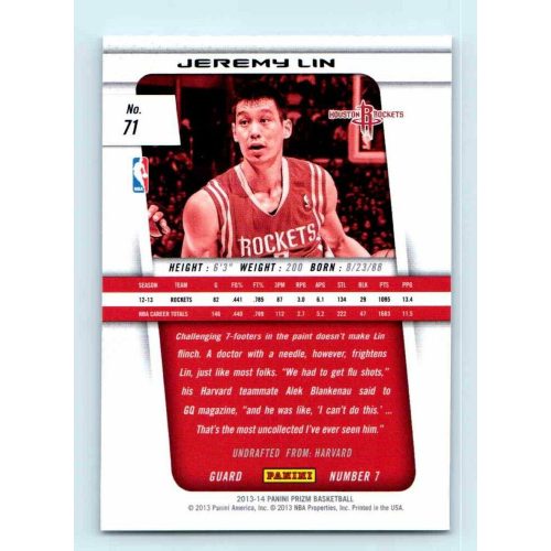 2013-14 Panini Prizm Base #71 Jeremy Lin