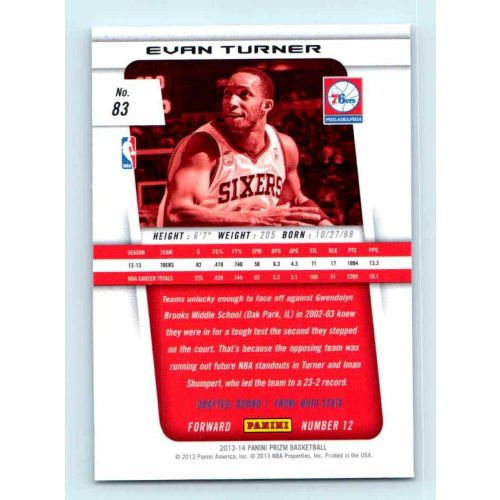 2013-14 Panini Prizm Base #83 Evan Turner