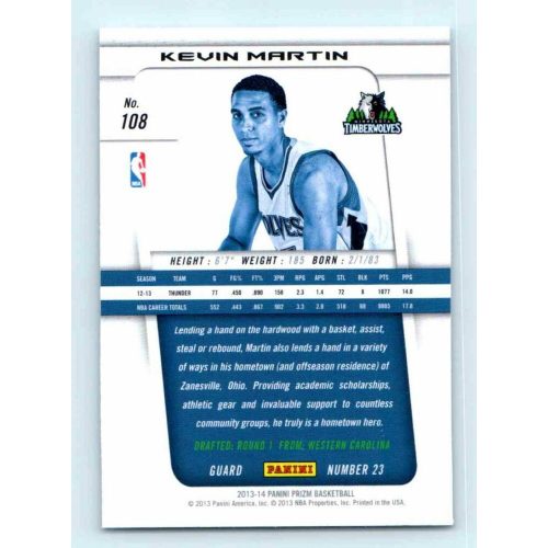 2013-14 Panini Prizm Base #108 Kevin Martin