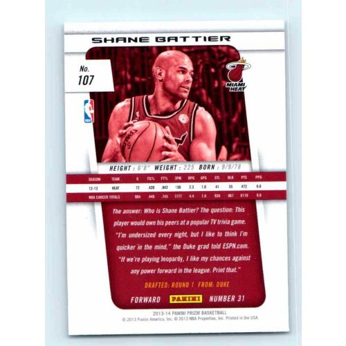 2013-14 Panini Prizm Base #107 Shane Battier