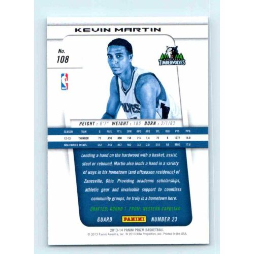 2013-14 Panini Prizm Base #108 Kevin Martin