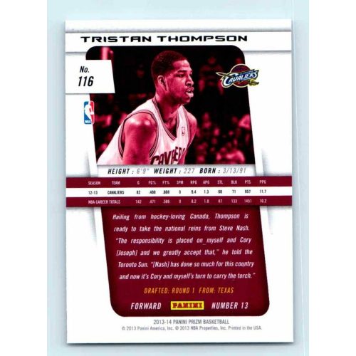 2013-14 Panini Prizm Base #116 Tristan Thompson