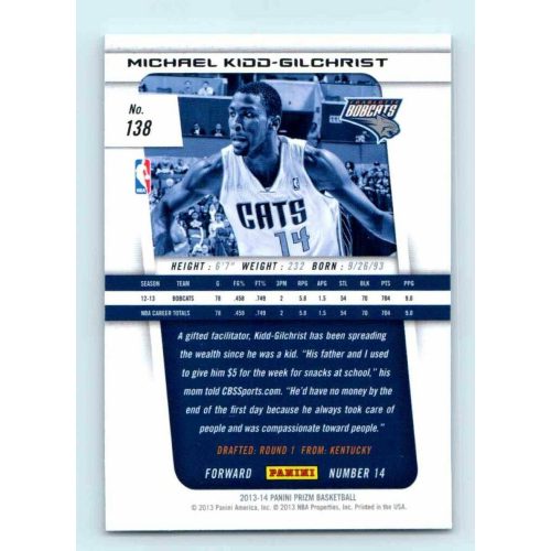 2013-14 Panini Prizm Base #138 Michael Kidd-Gilchrist