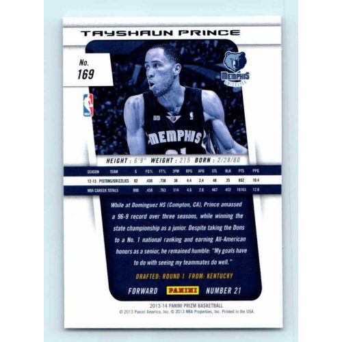 2013-14 Panini Prizm Base #169 Tayshaun Prince