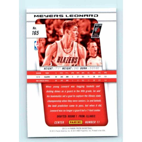 2013-14 Panini Prizm Base #165 Meyers Leonard