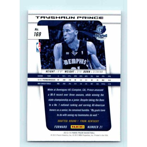 2013-14 Panini Prizm Base #169 Tayshaun Prince