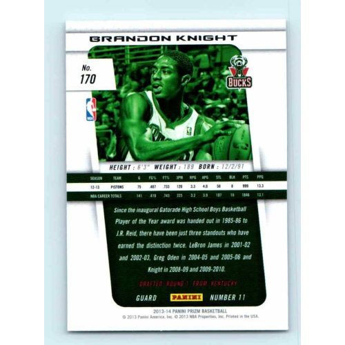 2013-14 Panini Prizm Base #170 Brandon Knight