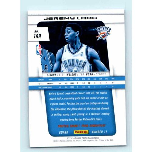 2013-14 Panini Prizm Base #189 Jeremy Lamb