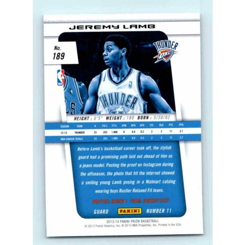 2013-14 Panini Prizm Base #189 Jeremy Lamb