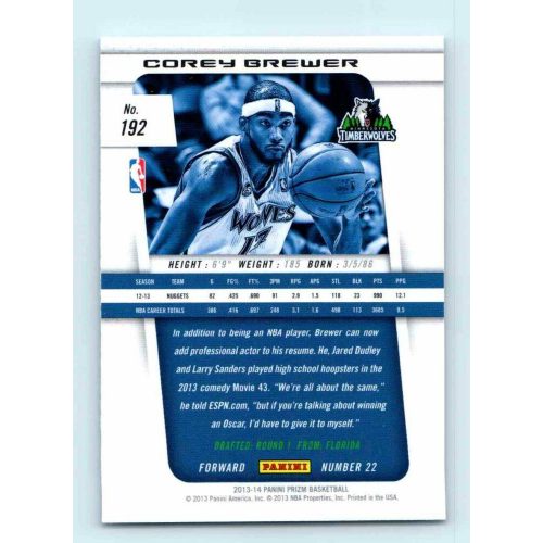 2013-14 Panini Prizm Base #192 Corey Brewer