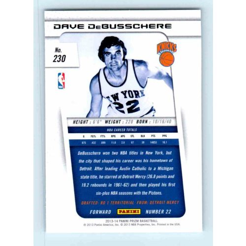 2013-14 Panini Prizm Base #230 Dave DeBusschere