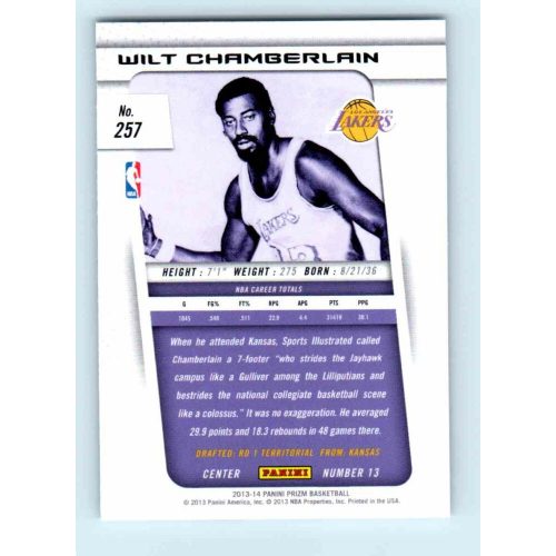 2013-14 Panini Prizm Base #257 Wilt Chamberlain