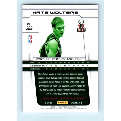 2013-14 Panini Prizm Base #268 Nate Wolters RC