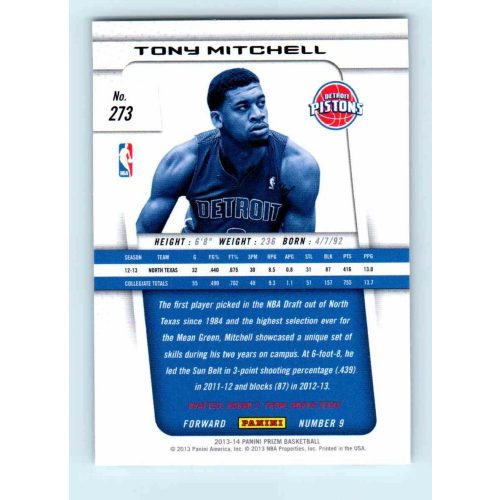 2013-14 Panini Prizm Base #273 Tony Mitchell RC