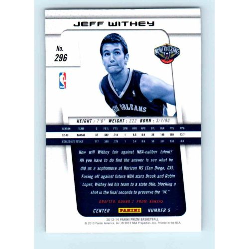 2013-14 Panini Prizm Base #296 Jeff Whithey RC