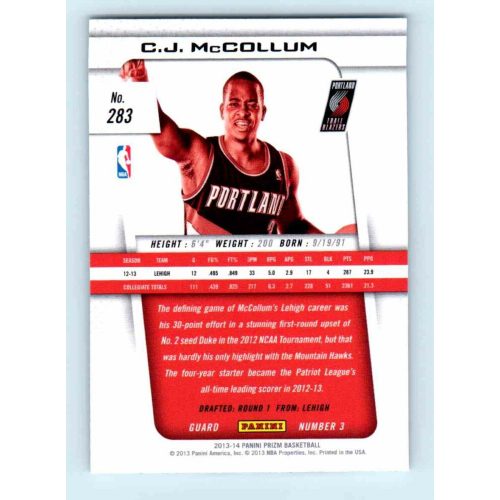 2013-14 Panini Prizm Base #283 C.J. McCollum RC