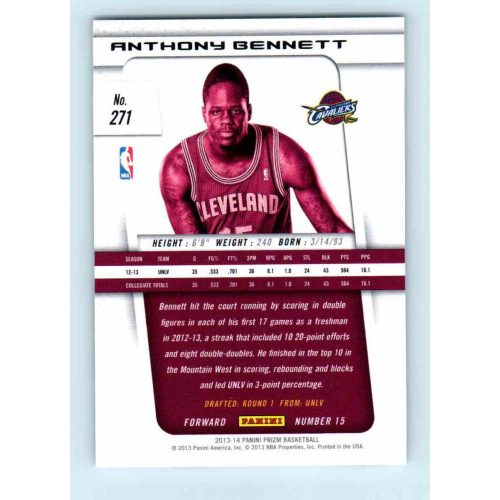 2013-14 Panini Prizm Base #271 Anthony Bennett RC