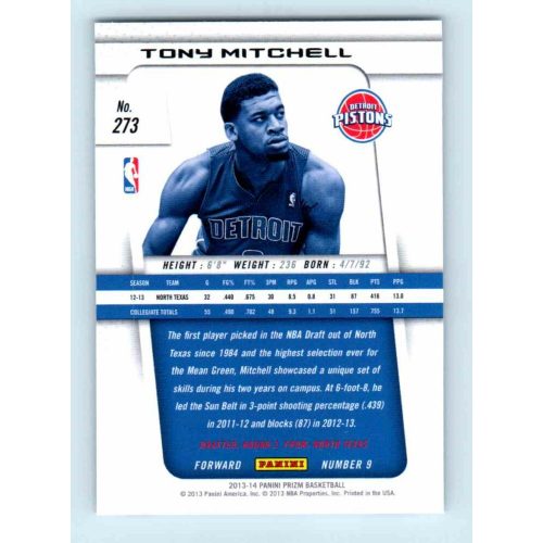 2013-14 Panini Prizm Base #273 Tony Mitchell RC