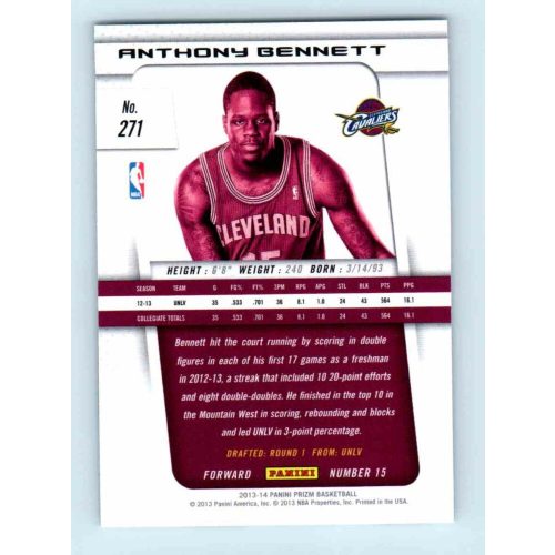 2013-14 Panini Prizm Base #271 Anthony Bennett RC