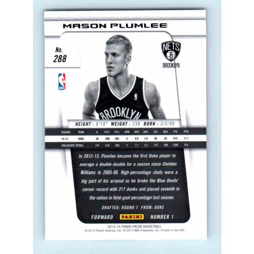 2013-14 Panini Prizm Base #288 Mason Plumlee RC